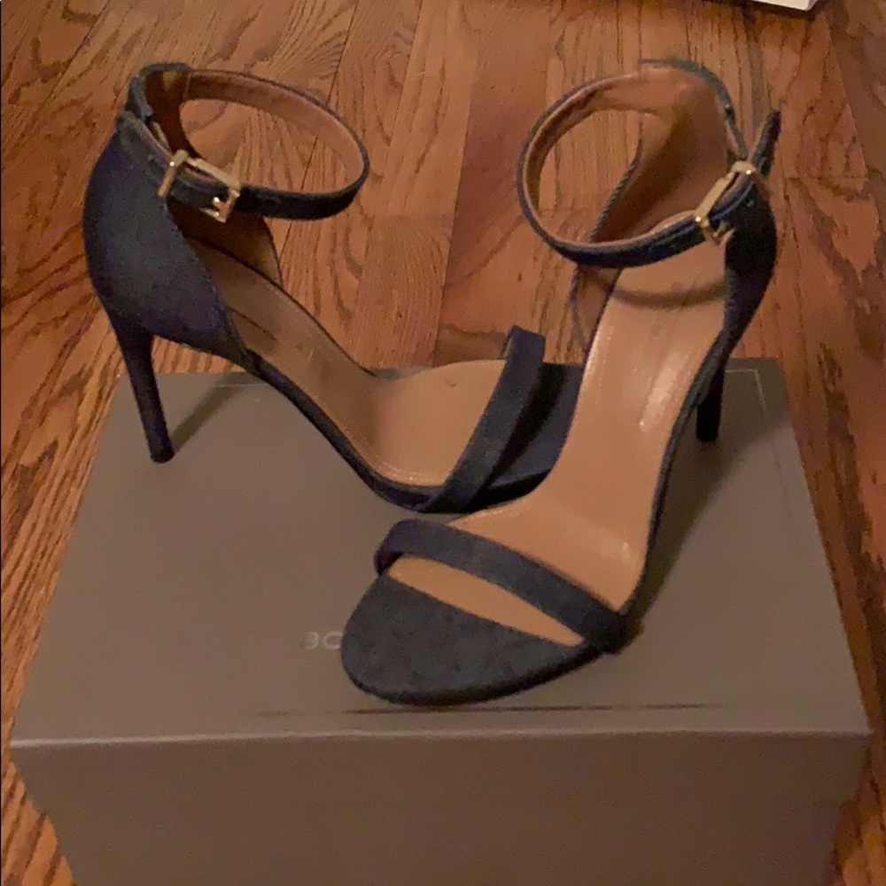 BCBGMaxazria “Dona” Denim Blue Strappy Sandals